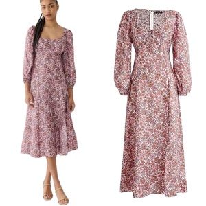 NWT J. Crew Sweetheart Long Sleeve Midi Dress in Fete Floral